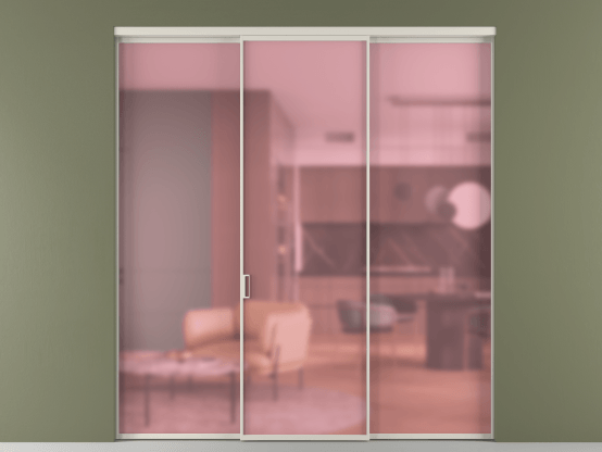 Алюминевая перегородка АЛПР 040.01_АОС_САТ РОЗ_new. Цвет Алюминий облачно-серый. Материал Алюминий в эмали. Коллекция Перегородка Формато внутри проёма 3 створки. Картинка.