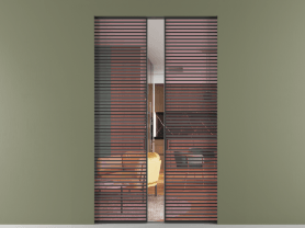 Алюминевая перегородка АЛПР 040.07 ЧРН ПРОЗ РОЗ. Цвет Алюминий Черный. Материал Алюминий. Коллекция Перегородка Formato скрытый пенал 2 створки. Картинка.