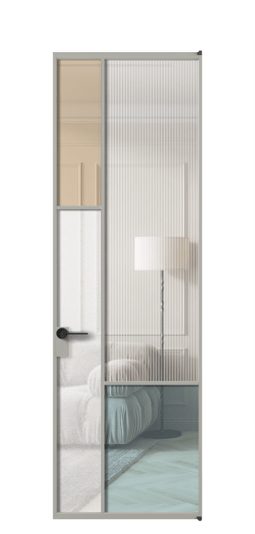 Межкомнатная дверь АЛПЛ041.13 АНСР 4 стекла. Цвет Алюминий нейтральный серый. Материал Алюминий в эмали. Коллекция Mosaic. Фото. Дверь межкомнатная АЛПЛ041.13 АНСР 4 стекла. Цвет Алюминий нейтральный серый. Материал Алюминий в эмали. Коллекция Mosaic. Картинка.