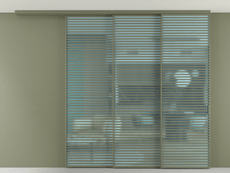 Перегородка Формато вдоль стены на потолок 3 створки с синхронным механизмом