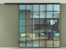 Перегородка Formato вдоль стены на потолок 3 створки с синхронным механизмом