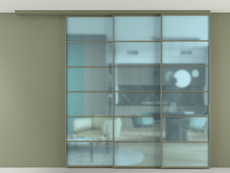 Перегородка Формато вдоль стены на потолок 3 створки с синхронным механизмом