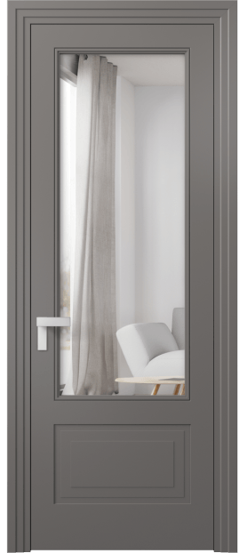 Дверь межкомнатная 8342 МКЛС Двустороннее зеркало. Цвет Матовый классический серый. Материал Гладкая эмаль. Коллекция Рокка. Картинка.